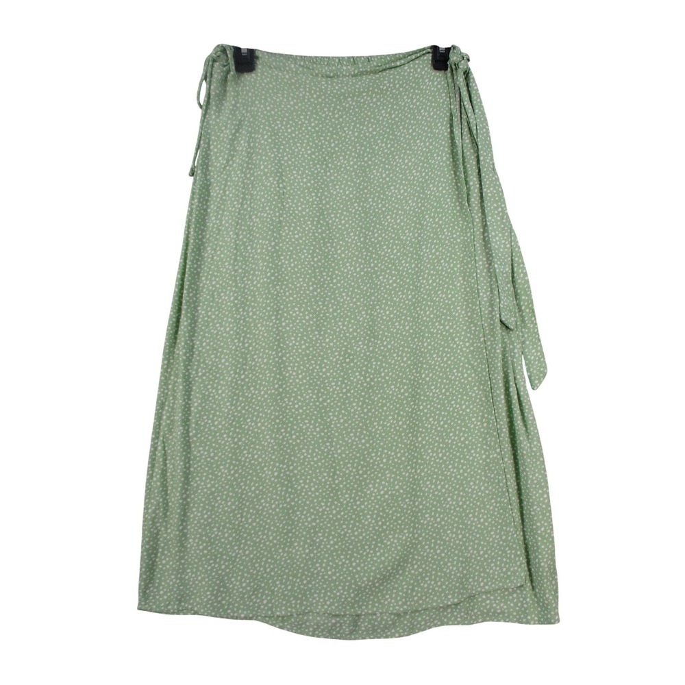 Urban Romantics Women Green Polka Dot Wrap Midi Skirt Side Tie Size L